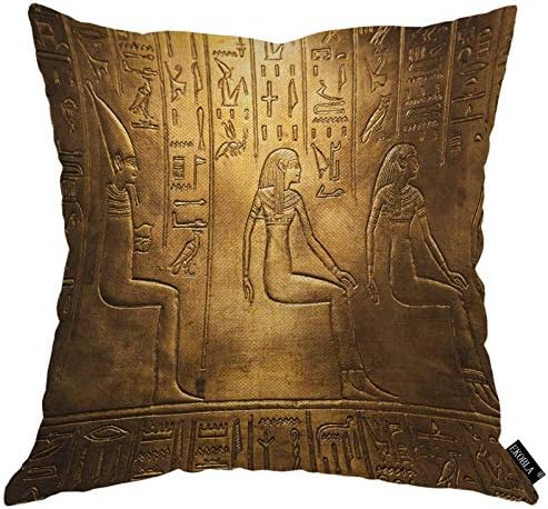 Ekobla מצרי הירוגליפים זורקים כיסוי כרית כיסוי כרית עתיקה סמל אמנות זהב עתיק ציוויליזציה היסטורית מארז