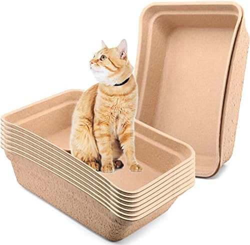 8 חתיכות ארגז חול חד פעמי לחתולים נייר מגש חול לחתולים נייד 2 ב 1 ארגז חול לחתלתולים לחתול, אוגר, שפן ניסיונות,