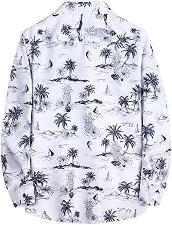 XXBR חולצות הוואי לגברים שרוול ארוך שרוול ארוך טרופי הדפס פרחוני חוף חוף כפתור למטה בכושר רגיל
