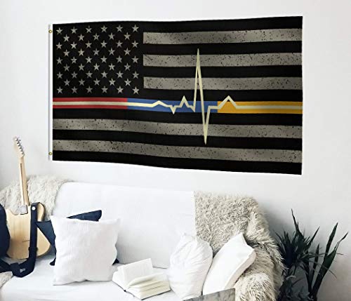 Bannerfi 3x5 ft EMS דגל אמריקאי: 100 באנר פוליאסטר, לליגות פליז וכותרת קנבס חזקה, לשימוש בחוץ או מקורה