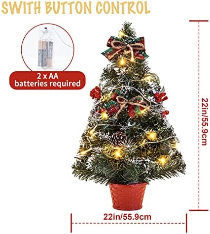 עץ חג המולד קטן של Baauye עם אורות, עץ חג המולד מיני של שולחן
