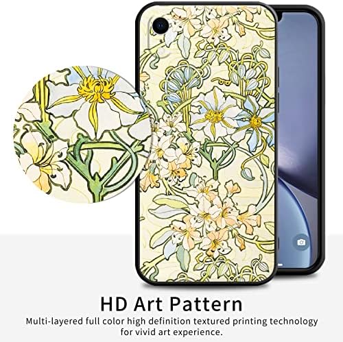 תואם למארז ה- iPhone XR Cated Art Silicone עם עיצוב לנשים דפוס פרחים פרחוני עם מגן מסך