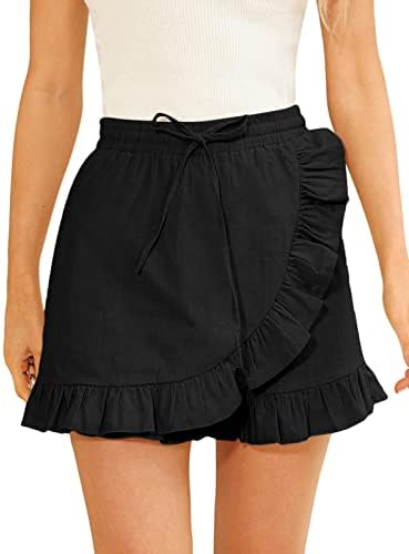 מכנסיים קצרים של קייט קסין לנשים פשתן מזדמן קיץ מותניים גבוה