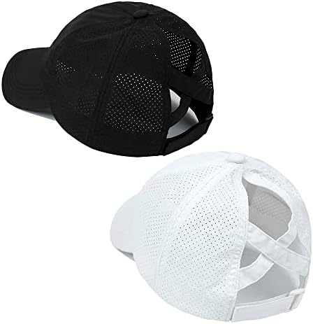Uttpll Womens Criss Cross Cross Baseball CAP מתכוונן BUN BUN PONYCAP כובע יבש מהיר כובעי ספורט חיצוניים