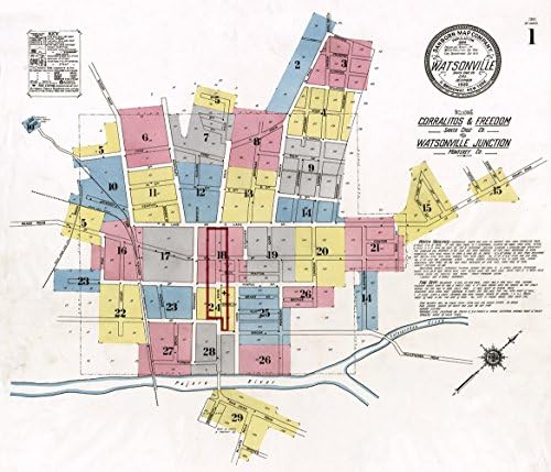 מפות אנטיגוס - ווטסונוויל, מחוז סנטה קרוז, מפה קליפורניה על ידי חברת מפות סנבורן בערך 1920 -