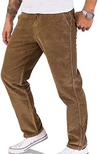 מכנסי קורדרוי רגליים ישרות לגברים רטרו קלאסי דק מתאים מכנסיים קדמיים שטוחים מזדמנים מכנסיים רופפים עבים