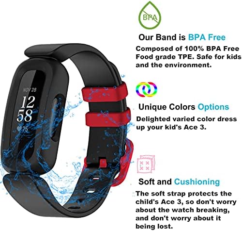להקות Topperfekt תואמות את Fitbit Ace 3 לילדים, אביזרי צמיד סיליקון אטום מים רך רצועת שעון ספורט רצועת רצועת