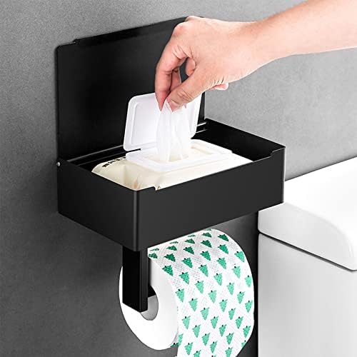 מחזיק נייר טואלט של XZHXFX עם מדף, מתקן מגבונים סומק ואחסון לחדר אמבטיה - מחזיק נייר נייר נירוסת קיר נירוסטה