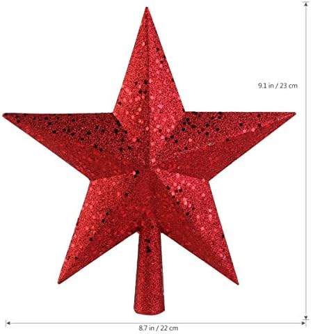 DOITOOL 9 אינץ 'עץ חג המולד טופר אדום אדום נוצץ מיני כוכב עץ חג המולד טופר כוכב קישוטי עץ חג המולד כוכב