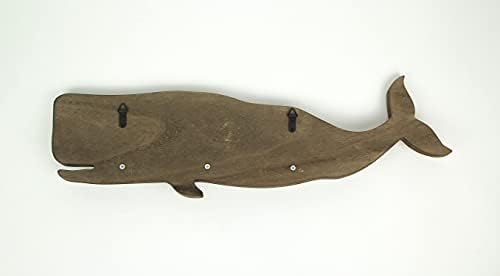זקוס במצוקה עץ לווייתן קיר וו מתלה עם מתכת מבטאים דקורטיבי אוקיינוס אמנות פיסול 21 סנטימטרים ארוך