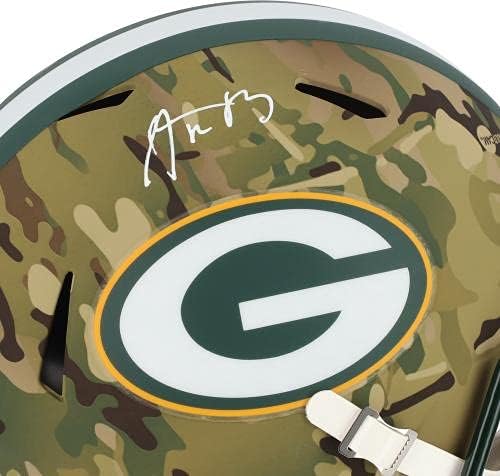 אהרון רודג'רס גרין ביי פקרס חתימה על חתימה של רידל קאמו קסדת העתק מהירות חלופית - קסדות NFL עם חתימה