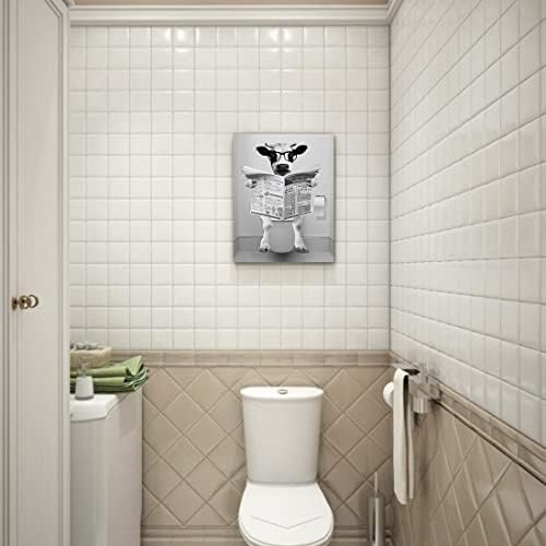 סותאן קיר פרה מצחיק אמנות קיר קיר בשחור לבן עיצוב אמבטיה הומור בעלי חיים יצירות אמבטיה מדפיסים ציור פרה