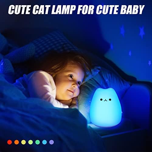 2 חתיכות אמא של יום מתנה חתול לילה אור קוואי סיליקון משתלת חתול מנורת קיטי לילה אור חמוד הוביל קיטי
