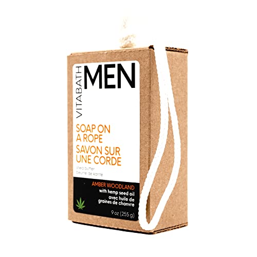 סבון וודלנד ענבר לגברים על חבל לחות שמן קנבוס טבעי ובר שיאה-ניקוי לחות לכל הגוף לגברים או לנשים-9 אונקיות