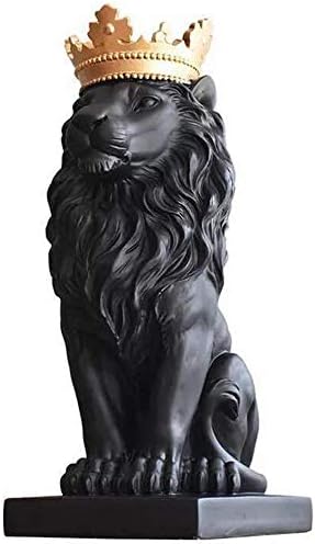 פסל H&W 15''H Lion King, קישוט בית וסגנון נורדי, צלמיות אספנות, המתנה הטובה ביותר לאיש, שחור