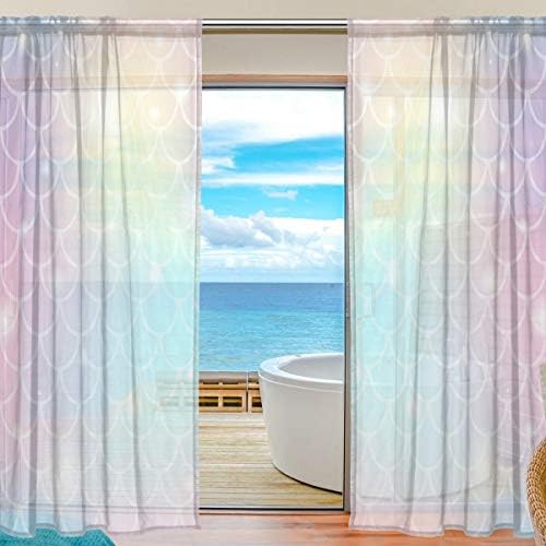 סולמות בתולת ים בהירים מוארים סולמות וילונות חצי וילונות חלון וילונות פנלים טיפול-55x78in לסלון חדר שינה