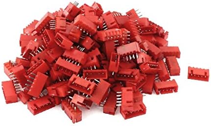 150 יחידות 2.54 ממ 5 פינים שורה אחת ישר לטבול נקבה פין כותרת רצועת אדום (150 יחידות 2.54 ממ 5 פינים