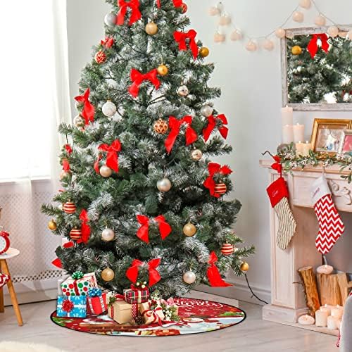 מחצלת עץ חג המולד Visesunny מחצלת חג שמח סנטה במתנת ארובה מתנה איש שלג עץ מזחלת מעמד מחצלת מגן רצפה סופג עץ עץ