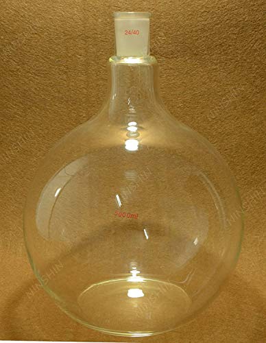 זכוכית מעבדה של נאנשין, בקבוק זכוכית תחתון שטוח, 5000 מל, 24/40, צוואר סיגל, צוואר אחד, 5 ליטר, בקבוק