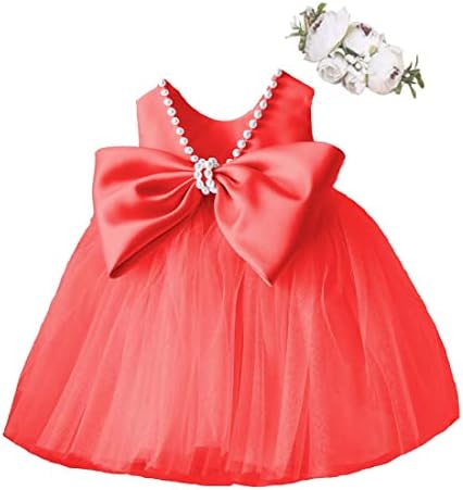קשת שמלת ילדות פרח תינוקות עם סרט יום הולדת אפליקציה מסיבת חתונה ליום הולדת