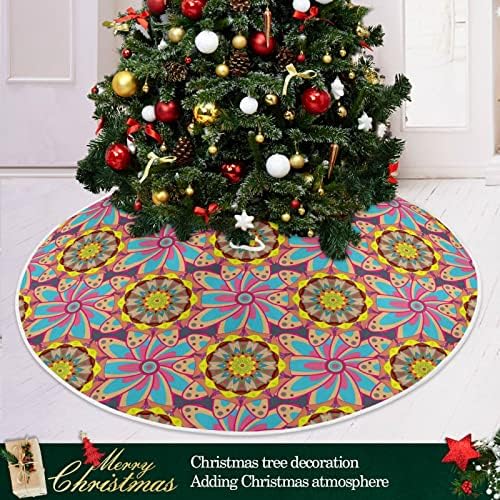 OARENCOL BOOHO MANDALA חצאית עץ חג המולד 36 אינץ 'פרחים בוהמיים אתני