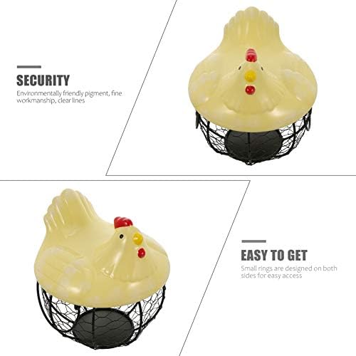 עיצוב עוף קרמיקה ביצת אחסון סל ברזל סל ביצה מחזיק ארגונית מיכל קרמיקה חוות עוף בצורת למעלה ביצת סל מחזיק צהוב