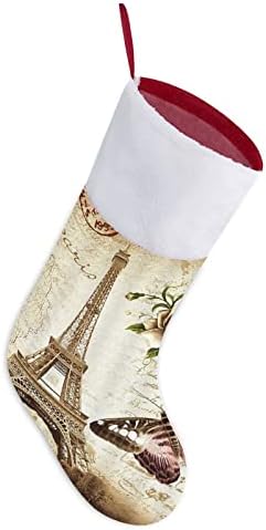 וינטג 'מגדל אייפל מלוכה פרפר אדום חג המולד אדום חג המולד קישוטי הבית לקש עץ חג המולד גרביים תלויים