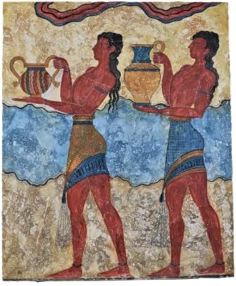 נושאי גביע מינואן פרסקו אמיתי מארמון קנוסוס ציור כרתים על הקיר