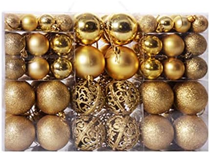 Koqwez33 100 יחידות חג המולד חג המולד כדור עץ, קישוטי כדור תלויים לחג המולד, כדורי עץ חג המולד