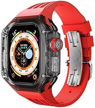 ערכת שינוי Dyizu Fluororubber עבור Apple Watch Ultra 49 ממ קרחון יוקרה מקרה שקוף עבור IWatch Series