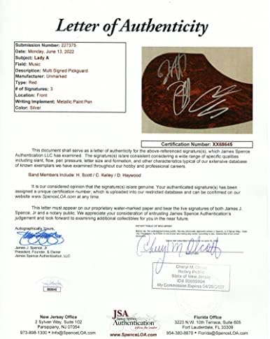 ליידי אנטבלום-ליידי א-להקה מלאה חתומה חתימה בגודל מלא פנדר גיטרה אקוסטית עם ג 'יימס ספנס אימות ג' יי. אס. איי.