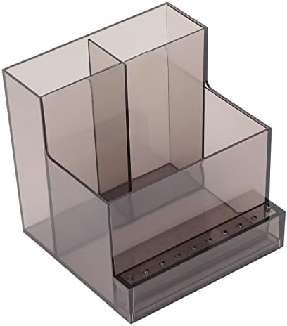 קוסמטי מברשת מחזיק, אקריליק שחור ברור איפור מברשת תיבת אחסון, קוסמטיקה ארגונית עם 6 תאים, שולחן אחסון מיכל עבור