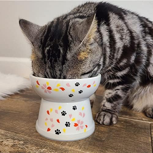נקויצ 'י העלה קערת מזון לחתולים ללא מתח, מוגבהת, מניעת זרימה חוזרת, מדיח כלים ומיקרוגל בטוח, מוכר