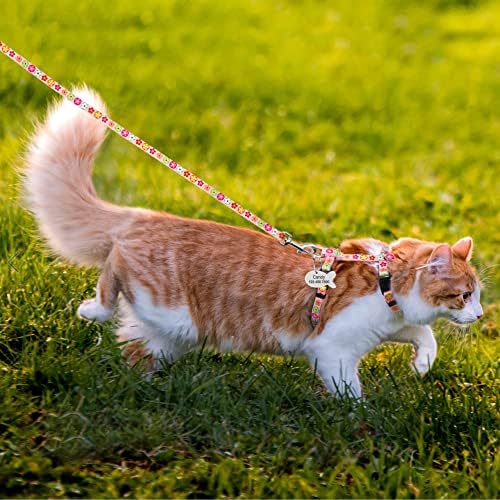 ניילון חתולי גור לרתום מותאם אישית מודפס הליכה חתולי חתלתול אפוד לחיות מחמד רצועה לרתום סט עם