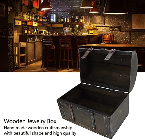 קופסת אחסון וינטג 'של AUHX, קופסת תכשיטים מעץ עתיק בסגנון אירופאי PU לבתי קפה ביתיים לסטודיו צילומים