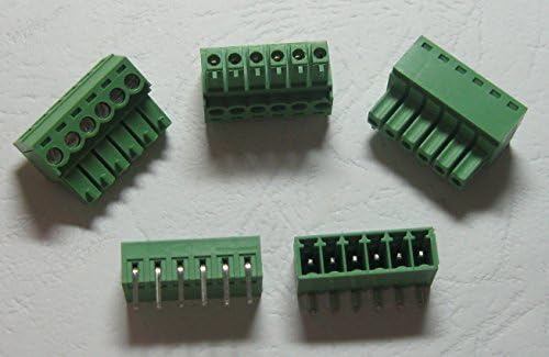 זווית 40 PCS 90 ° 6PIN/WAY PITCH 3.5 ממ מחבר חסימת בורג מחבר צבע ירוק סוג הניתן לחיבור עם סיכת זווית