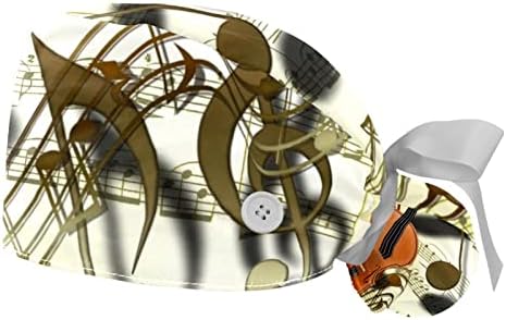 Yidax 2 קטעי כינור תווים מוסיקה כובע עבודה עם כפתורים ועניבת סרט לשיער ארוך