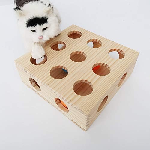 תיבת חידות חתול אינטראקטיבית קופסת חידה מעץ פינוק מבוך מגרד הצצה לשחק צעצועים קופסת צעצוע מהנה צעצוע