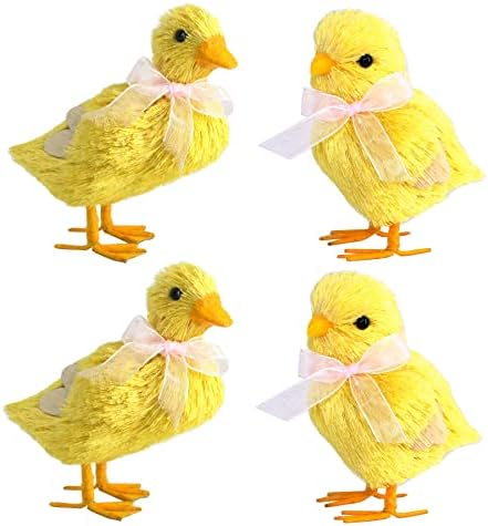 פסחא סיסל אפרוח ברווז תינוקות של 4 טבע ויברט צהוב עיצוב אביב צהוב שולחן ריאליסטי פסלוני קריטרינה ביתי קישוט