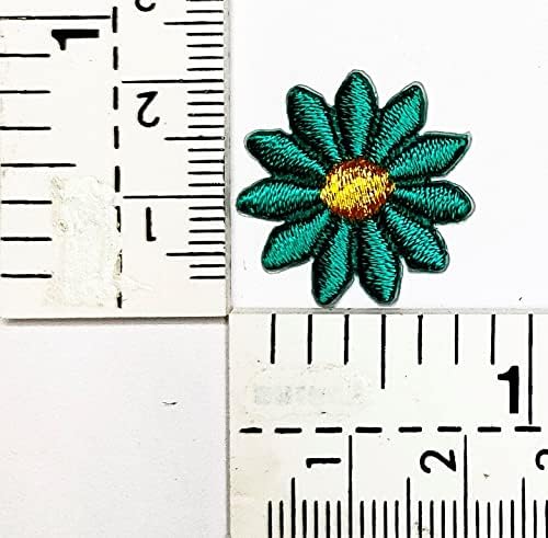 HHO תיקון סט 3 חלקים. מיני פרחים ירוקים ברזל על טלאים חיננית חמנית חמנית פרח חמוד קריקטורה אפליקציה