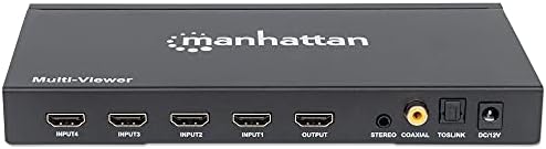 Manhattan 1080p 4 יציאה HDMI מתג Multiviewer עם שלט רחוק IR - מחבר 4 מקורות שמע/ וידאו של HDMI שיוצגו