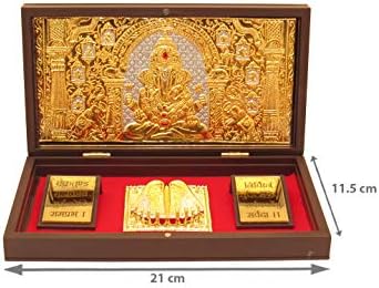 מסגרת צילום גנאשה מצופה זהב ציפוי זהב עם צ'ארן פדוקה, מתנה החזרת חתונה הודית, מתנת רגע מעץ גנפטי, סמל אלוהי