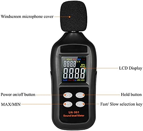 LDCHNH רמת צליל דיגיטלי מד LCD 35-135DB נפח רעש מדידת מדידת מכשיר דציבלים בודק ניטור עם מצב החזקה