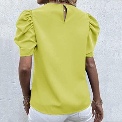 צמרות משרדיות לנשים לנשים דפוס פרחוני מזדמן נפיחות חולצה שרוול קצר 2023 חולצות קיץ אופנתיות חולצות