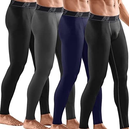 הופלין 4 מארז דחיסת מכנסיים גרביונים חותלות גברים, חורף שכבה בסיסית עבור ריצה אימון ספורט יוגה