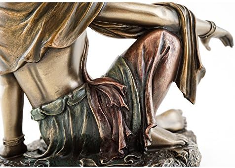 אוסף עליון H 7.25 W 6.5 מים וירח קוואן יין בקלות מלכותית מציבה פסל בברונזה יצוקה קרה - אלת מרסי בודהה פסל