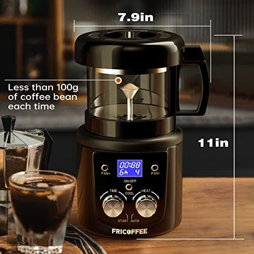 מכונת צליית קפה של Fricoffee, צליית שעועית קפה חשמלית 1400W, מתנה למצב Auto ו- DIY לחובב קפה, מתחילים קפה