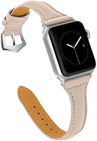 Oulucci תואם Apple Watch Band 38 ממ 40 ממ 41 ממ 42 ממ 44 ממ 45 ממ, רצועת החלפת פס עור תבואה עליונה לסדרה 8 סדרה