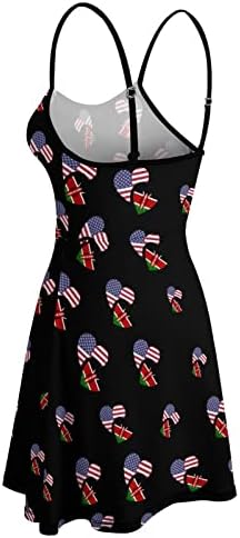 קניה ארהב דגל שמלת כתפיות לנשים ללא שרוולים טנק-שמלת מתכוונן ספגטי מיני שמלה קיצית