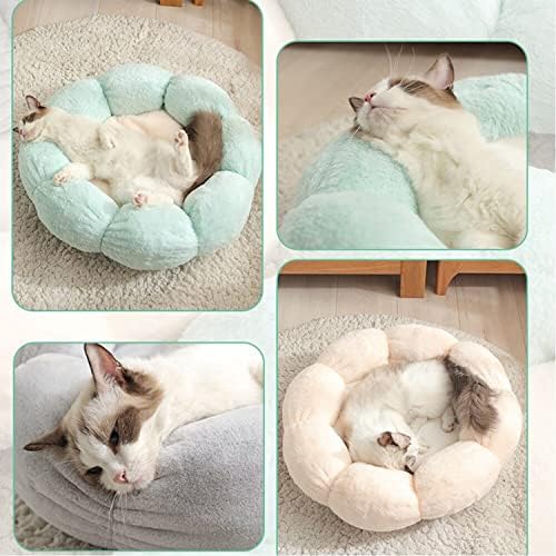 עצמי התחממות חתול מיטת - פרח צורת חתול מיטת בית כרית ספה 2 עבור קטן בינוני חתלתול כלב חתול מחמד